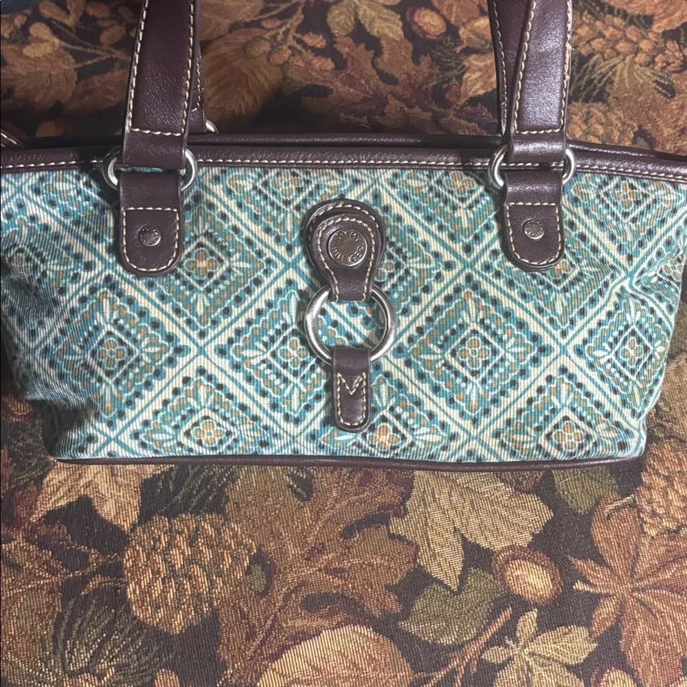 Y2K Tommy Hilfiger Corduroy Patterned Fabric & Brown Leather Small Handbag